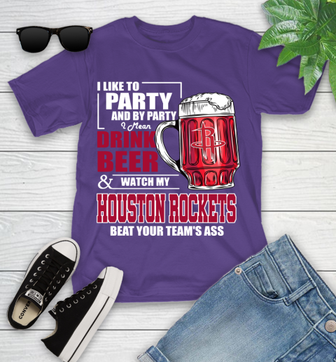 NBA Drink Beer and Watch My Houston Rockets Beat Your Team's Ass Basketball Youth T-Shirt 3
