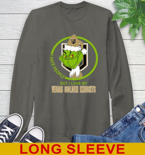 Vegas Golden Knights NHL Christmas Grinch I Hate People But I Love My Favorite Hockey Team Long Sleeve T-Shirt 8