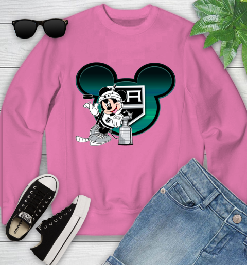 NHL Los Angeles Kings Stanley Cup Mickey Mouse Disney Hockey T Shirt Youth Sweatshirt 7