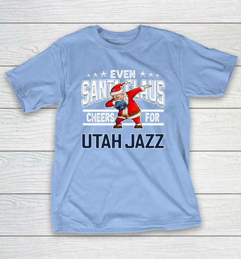 Utah Jazz Even Santa Claus Cheers For Christmas NBA T-Shirt 10