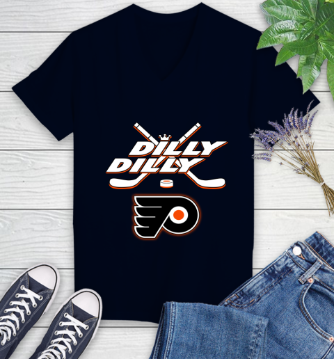 NHL Philadelphia Flyers Dilly Dilly Hockey Sports Women's V-Neck T-Shirt 3
