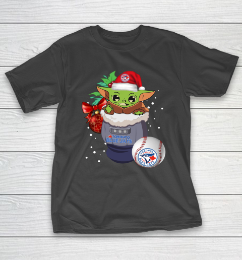 Toronto Blue Jays Christmas Baby Yoda Star Wars Funny Happy MLB T-Shirt 2