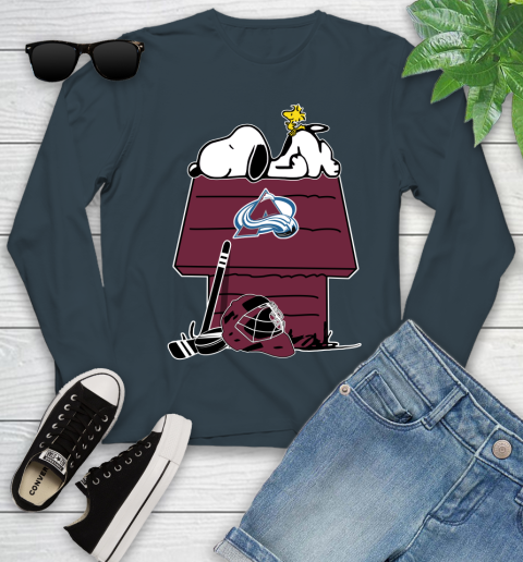 Colorado Avalanche NHL Hockey Snoopy Woodstock The Peanuts Movie Youth Long Sleeve 8