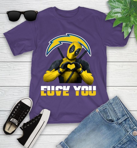 NHL San Diego Chargers Deadpool Love You Fuck You Football Sports Youth T-Shirt 3