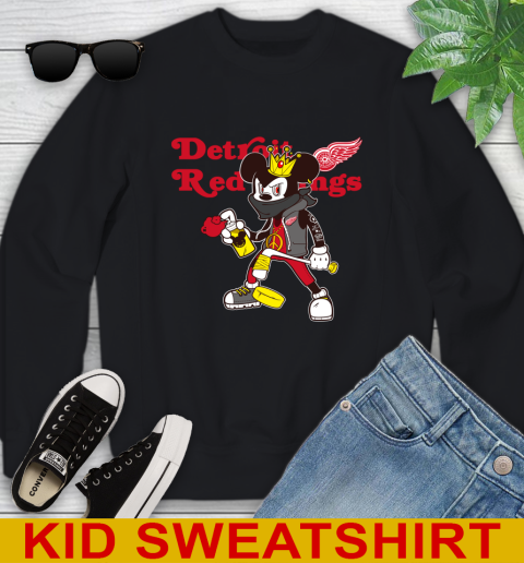 Detroit Red Wings NHL Hockey Mickey Peace Sign Sports Youth Sweatshirt 2