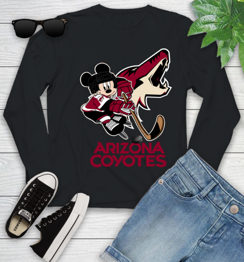 NHL Arizona Coyotes Mickey Mouse Disney Hockey T Shirt Youth Long Sleeve 2