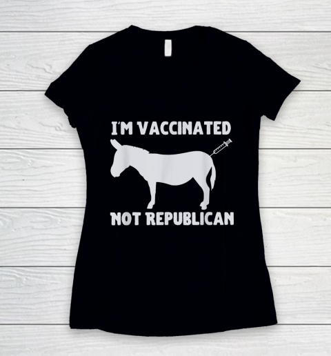 I Am Vaccinated Not Republican Women's V-Neck T-Shirt
