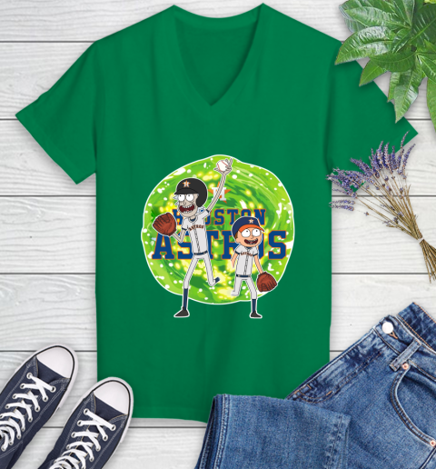 MLB Houston Astros Rick And Morty Baseball Sports Women's V-Neck T-Shirt 5