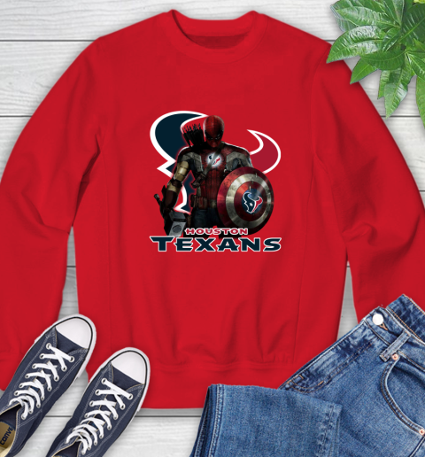 NFL Captain America Thor Spider Man Hawkeye Avengers Endgame Football Houston Texans Sweatshirt 10