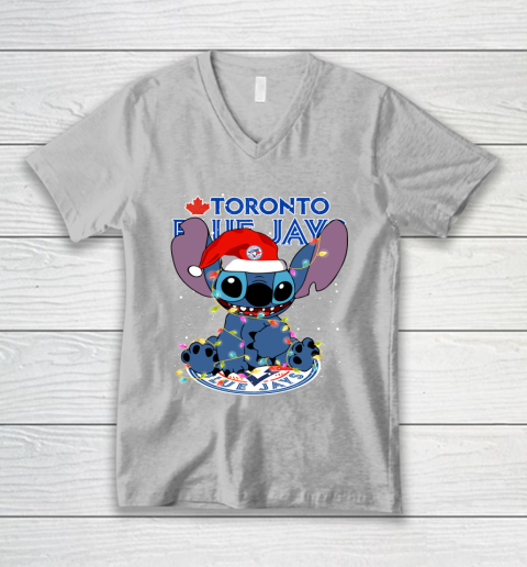Toronto Blue Jays MLB noel stitch Baseball Christmas V-Neck T-Shirt 2