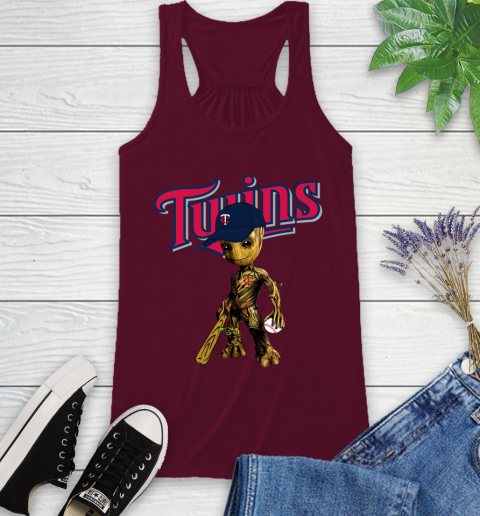 MLB Minnesota Twins Groot Guardians Of The Galaxy Baseball Racerback Tank 3