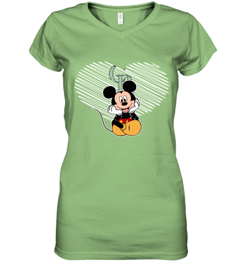c6r5 mlb colorado rockies the heart mickey mouse disney baseball women v neck t shirt 39 front lime