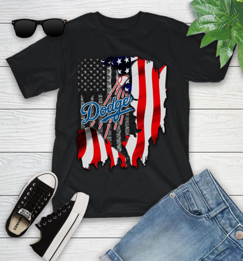 Los Angeles Dodgers MLB Baseball American Flag Youth T-Shirt