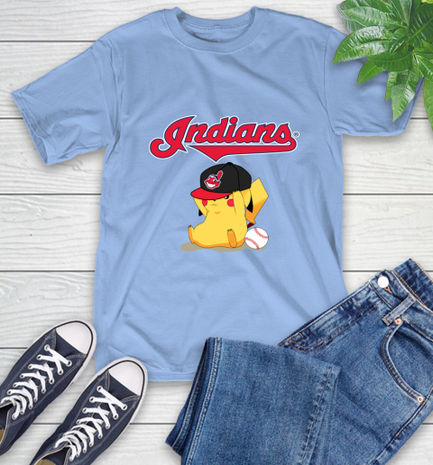 MLB Pikachu Baseball Sports Cleveland Indians T-Shirt 11