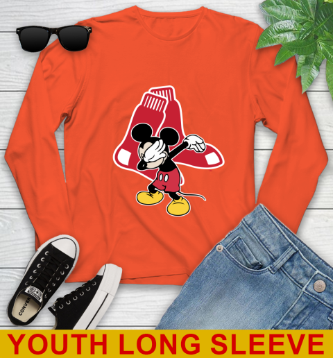 Boston Red Sox MLB Baseball Dabbing Mickey Disney Sports Youth Long Sleeve 4