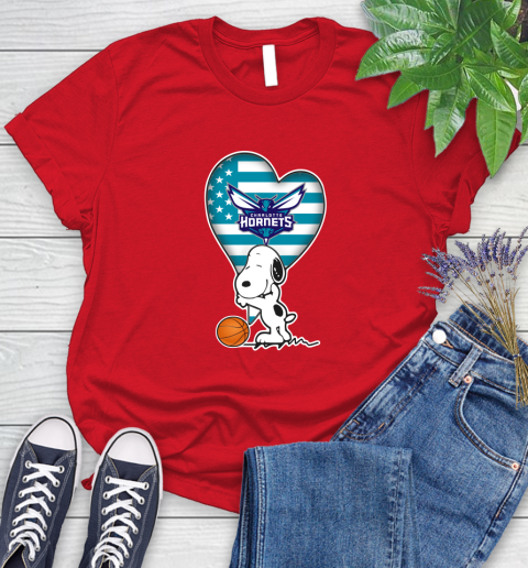 Charlotte Hornets NBA Basketball The Peanuts Movie Adorable Snoopy Women's T-Shirt 9