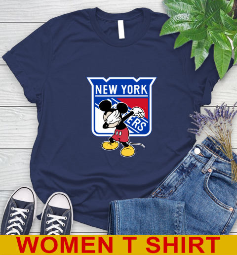 New York Rangers NHL Hockey Dabbing Mickey Disney Sports Women's T-Shirt 12