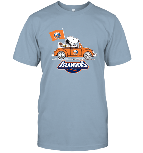 Snoopy And Woodstock Ride The New York Islander Car NHL Unisex Jersey Tee
