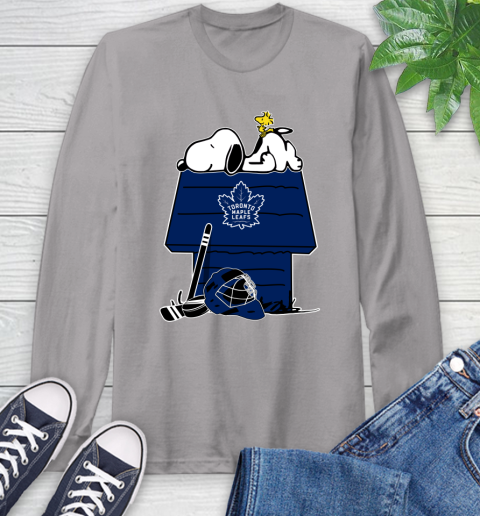 Toronto Maple Leafs NHL Hockey Snoopy Woodstock The Peanuts Movie Long Sleeve T-Shirt 6