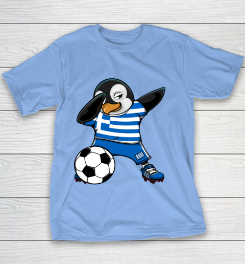 Dabbing Penguin Greece Soccer Fans Jersey Football Lovers Youth T-Shirt 7