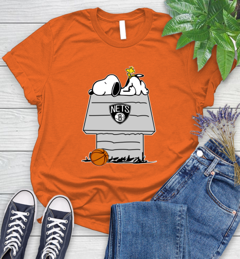 Brooklyn Nets NBA Basketball Snoopy Woodstock The Peanuts Movie Women's T-Shirt 4