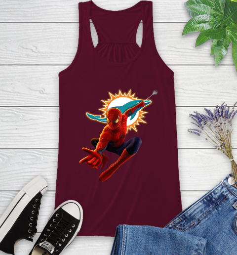 NFL Spider Man Avengers Endgame Football Miami Dolphins Racerback Tank 3
