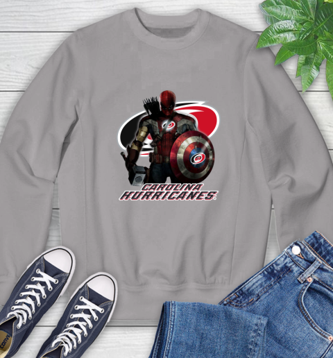 NHL Captain America Thor Spider Man Hawkeye Avengers Endgame Hockey Carolina Hurricanes Sweatshirt 5