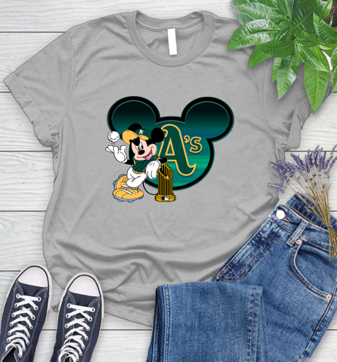 MLB Oakland Athletics The Commissioner's Trophy Mickey Mouse Disney Women's T-Shirt 5