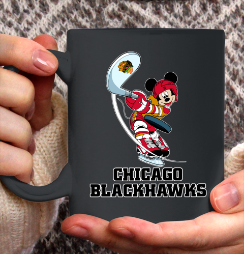 NHL Hockey Chicago Blackhawks Cheerful Mickey Mouse Shirt Ceramic Mug 11oz