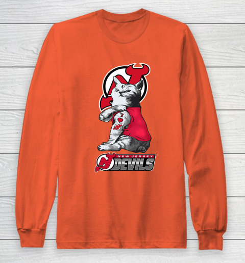 NHL My Cat Loves New Jersey Devils Hockey Long Sleeve T-Shirt 3