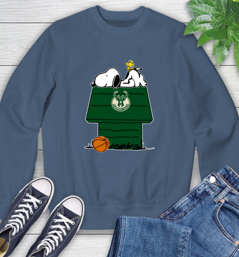 Milwaukee Bucks NBA Basketball Snoopy Woodstock The Peanuts Movie Sweatshirt 7