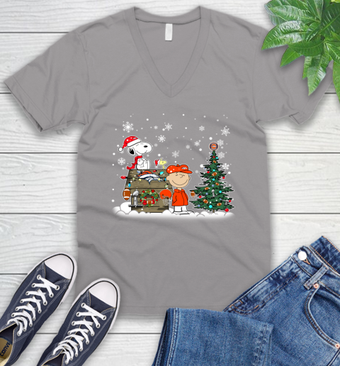 NFL Denver Broncos Snoopy Charlie Brown Christmas Football Super Bowl Sports V-Neck T-Shirt 3