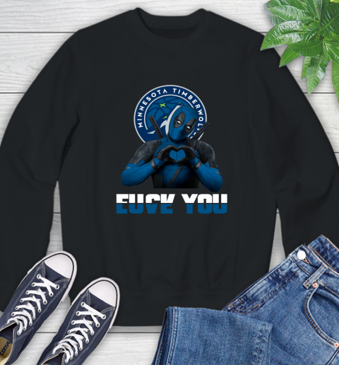 NBA Minnesota Timberwolves Deadpool Love You Fuck You Basketball Sports Sweatshirt