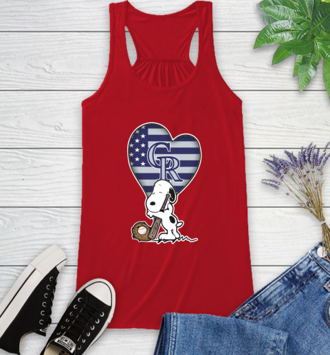 Colorado Rockies MLB Baseball The Peanuts Movie Adorable Snoopy Racerback Tank 6