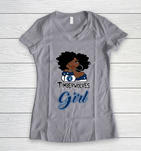 Minnesota Timberwolves Girl NBA Women's V-Neck T-Shirt 4