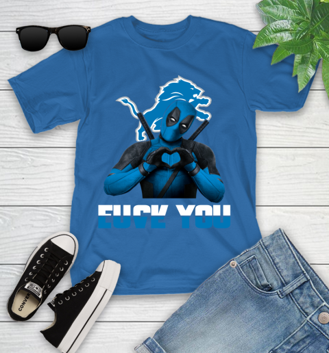 NHL Detroit Lions Deadpool Love You Fuck You Football Sports Youth T-Shirt 12