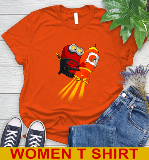 NFL Football Cleveland Browns Deadpool Minion Marvel Shirt Women's T-Shirt 3