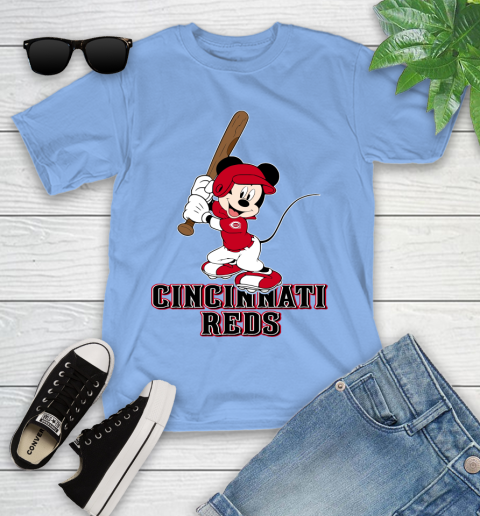 MLB Baseball Cincinnati Reds Cheerful Mickey Mouse Shirt Youth T-Shirt 11