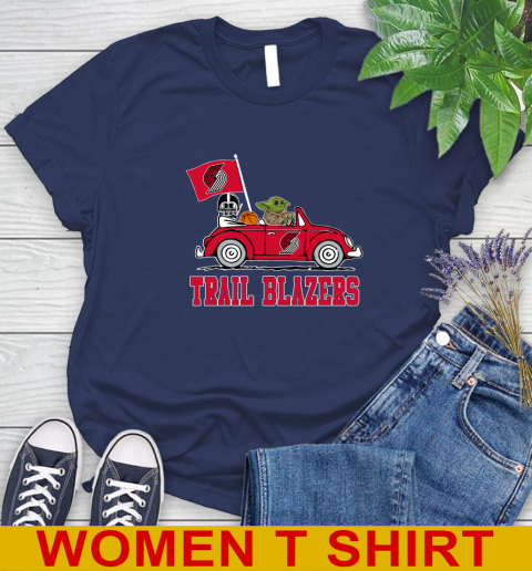 NBA Basketball Portland Trail Blazers Darth Vader Baby Yoda Driving Star Wars Shirt Women's T-Shirt 12