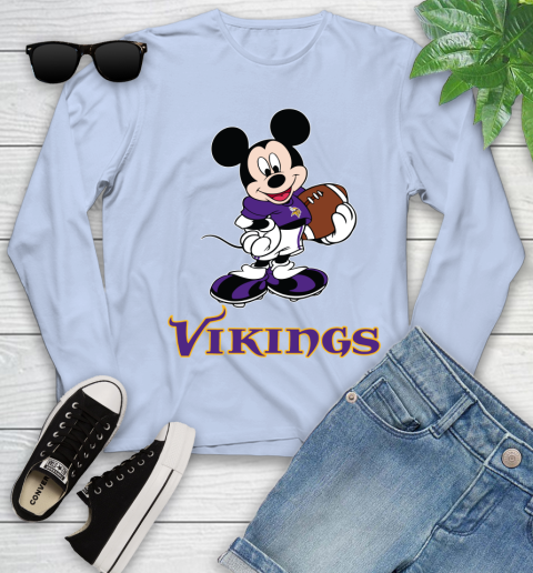NFL Football Minnesota Vikings Cheerful Mickey Mouse Shirt Youth Long Sleeve 9