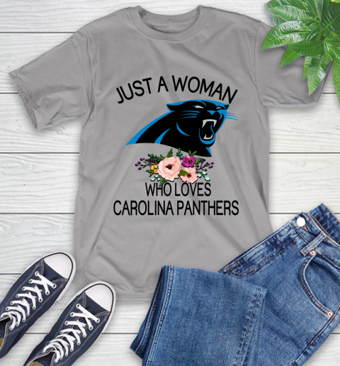 NFL Just A Woman Who Loves Carolina Panthers Football Sports T-Shirt 4