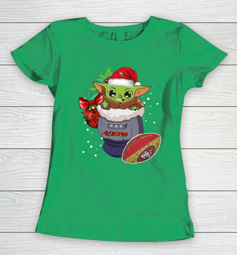 San Francisco 49ers Christmas Baby Yoda Star Wars Funny Happy NFL Women's T-Shirt