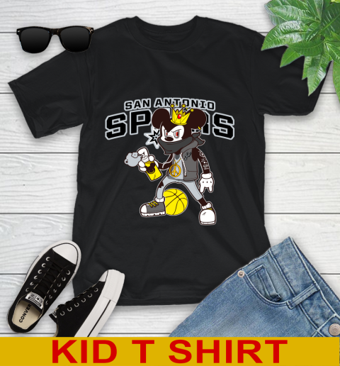San Antonio Spurs NBA Basketball Mickey Peace Sign Sports Youth T-Shirt 2