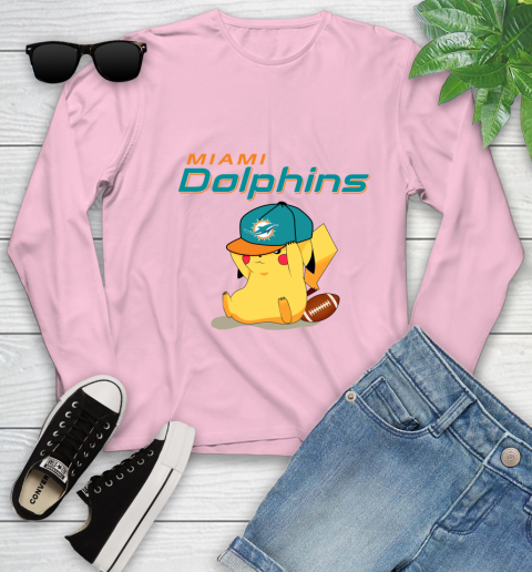 NFL Pikachu Football Sports Miami Dolphins Youth Long Sleeve 10