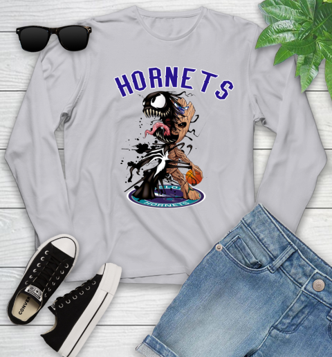 NBA Charlotte Hornets Basketball Venom Groot Guardians Of The Galaxy Youth Long Sleeve 5
