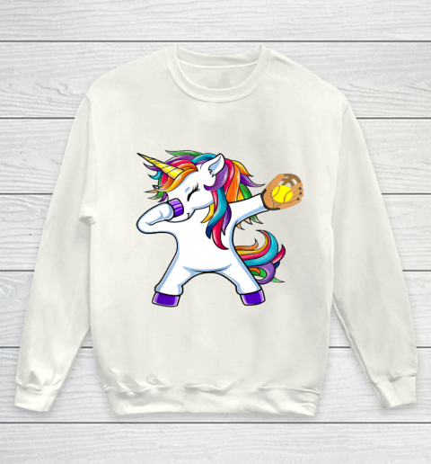 Dabbing Unicorn Softball T Shirt Funny Dab Gift Youth Sweatshirt 2
