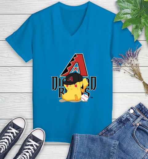 MLB Pikachu Baseball Sports Arizona Diamondbacks Women's V-Neck T-Shirt 7