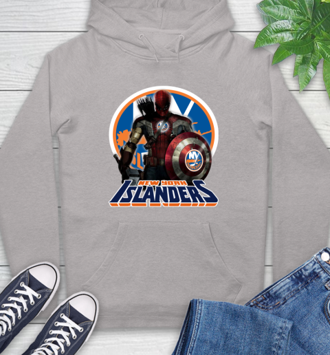 NHL Captain America Thor Spider Man Hawkeye Avengers Endgame Hockey New York Islanders Hoodie 12