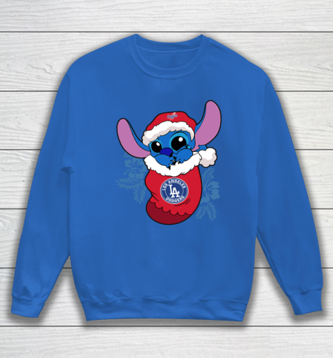 Los Angeles Dodgers Christmas Stitch In The Sock Funny Disney MLB Sweatshirt 7