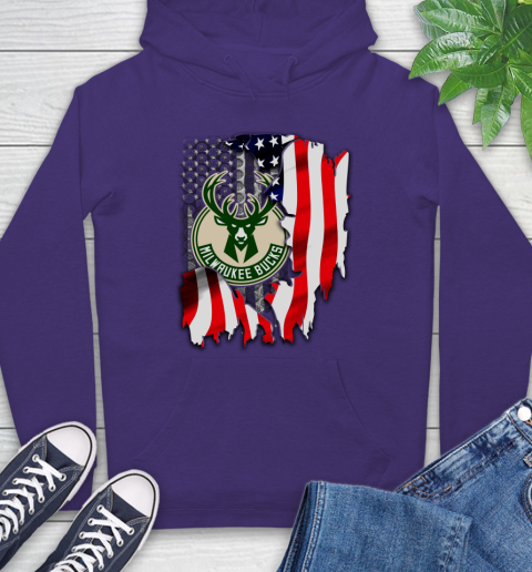 Milwaukee Bucks NBA Basketball American Flag Hoodie 5